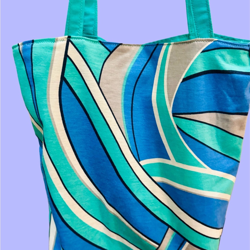 Handmade Elegant Blue Tote Bag with Abstract Design